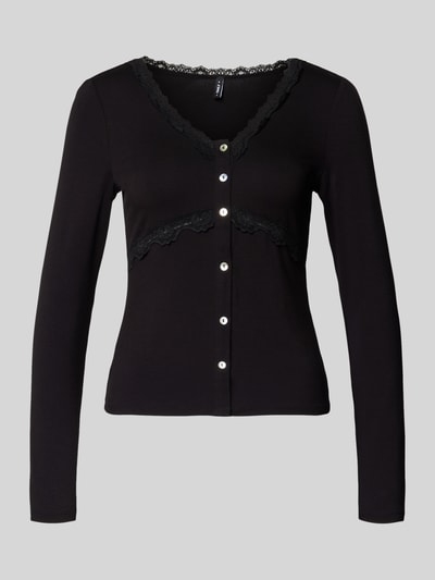 ONLY Bluzka z długim rękawem o kroju slim fit z mieszanki wiskozy model „SINI” Czarny 2