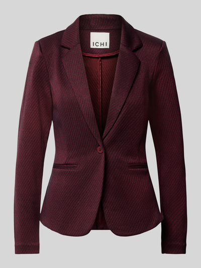Produktfoto, blazer met viscose van ICHI, model 'Kate', getailleerd, reverskraag, paspelzakken, knoopsluiting, structuurpatroon, bordeauxrood