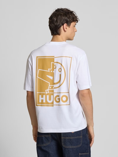 Hugo Blue T-Shirt mit Motiv-Print Modell 'Nedix' Weiss 4