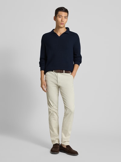 bugatti Gebreide pullover met polokraag Marineblauw - 1