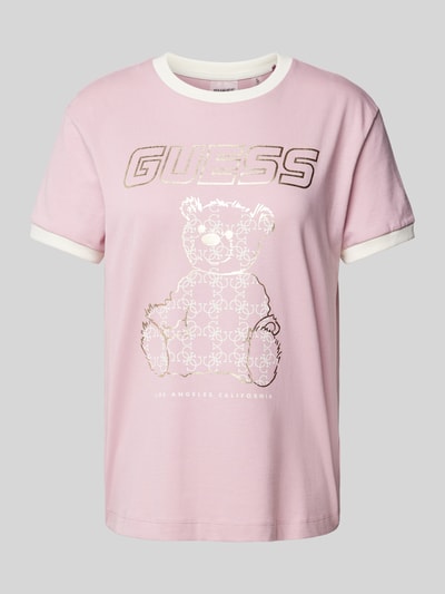 Guess Activewear T-shirt met label- en motiefprint Oudroze - 1