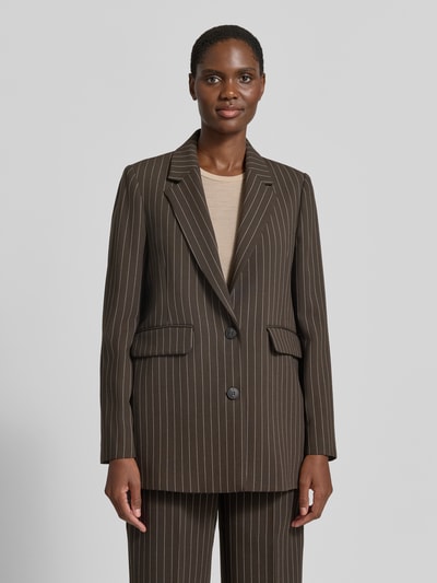 Selected Relaxed Longblazer mit Schulterpolstern Dunkelbraun 4