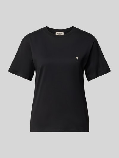 Produktfoto, zwart Regular Fit T-shirt uit pure katoen model 'VENACO' van Weekend Max Mara voor dames, effen met klein logo vooraan