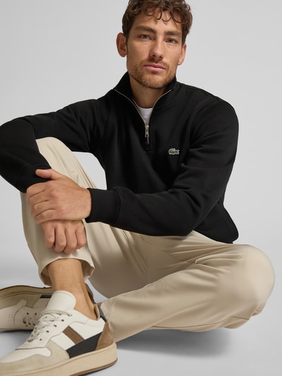 Lacoste Bluza z kołnierzem o kroju regular fit z czystej bawełny Czarny 3