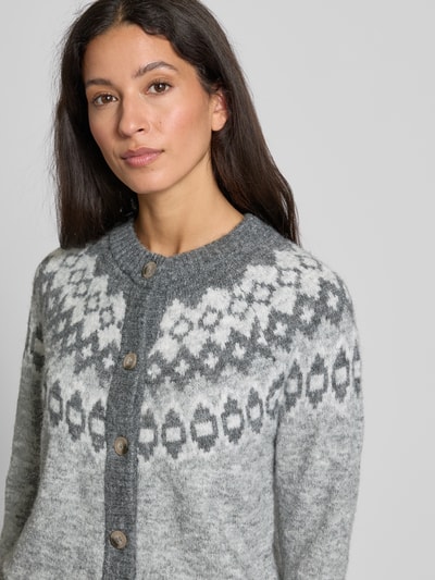 FREE/QUENT Gebreid jack met ronde hals, model 'Novala' Antraciet - 3