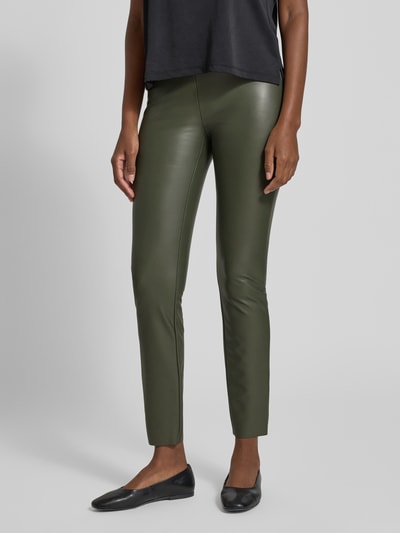 Raffaello Rossi Skinny fit broek in leerlook, model 'RESA' Olijfgroen - 4