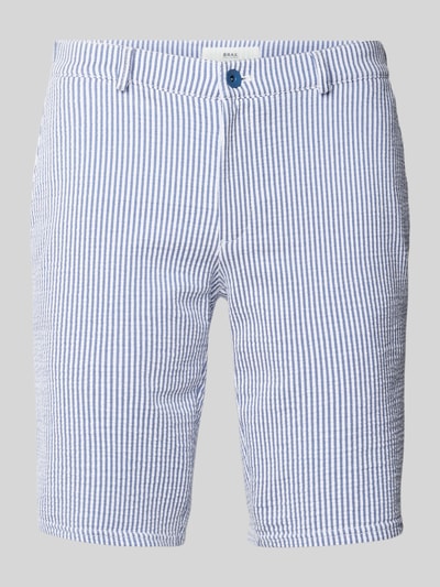 Brax Slim fit bermuda met streepmotief, model 'SILVIO' Blauw - 2