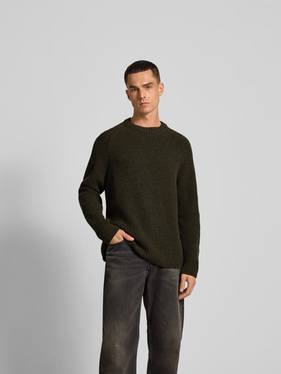 Closed Wollpullover in Strick-Optik Khaki 4