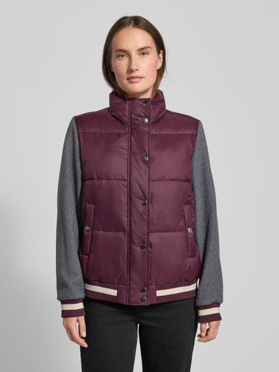 Milano Italy Kurtka pikowana ze stójką Bordowy 4