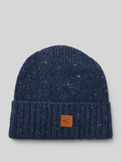 camel active Beanie aus Woll-Mix mit Label-Patch Marine Melange 1