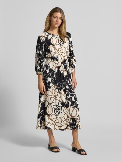 Betty Barclay midi-jurk van zuivere viscose met florale all-over print Zwart - 1