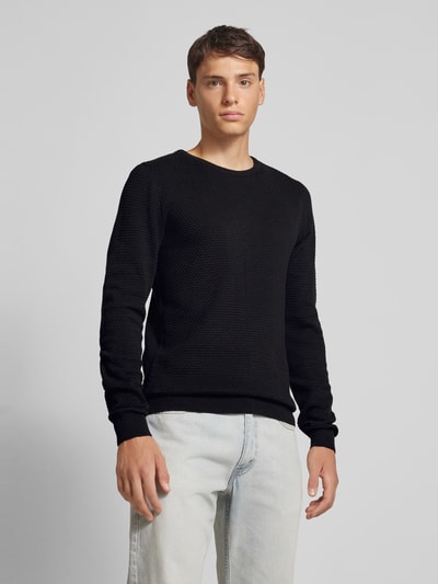 Blend Gebreide pullover met structuurmotief Zwart - 4