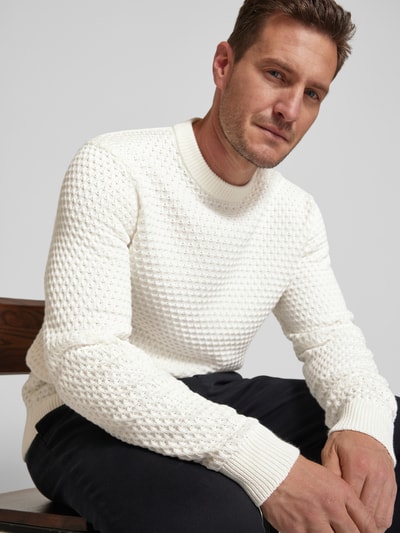 Casual Friday Strickpullover mit Strukturmuster Modell 'Karl' Offwhite 3