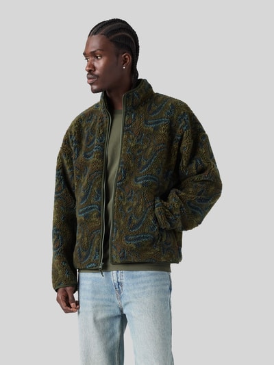 Levi's® Boxy Fit Fleecejacke mit Stehkragen Modell 'NOLAN' Khaki 4