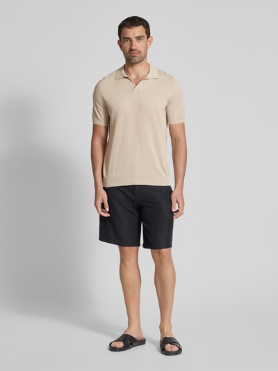 GRAN SASSO Regular Fit Poloshirt mit V-Ausschnitt Sand 1