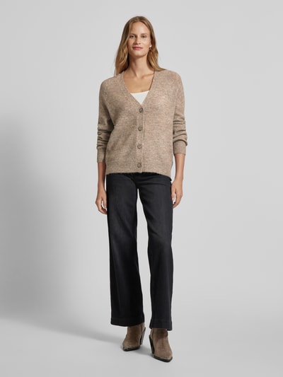 ICHI Gebreide cardigan met V-hals, model 'Kamara' Taupe - 1