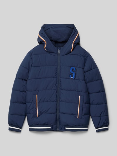 s.Oliver RED LABEL Regular fit gewatteerd jack met capuchon Marineblauw - 1