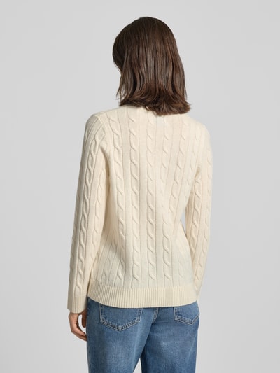 Gant Strickpullover mit Zopfmuster und Label-Stitching Offwhite 5