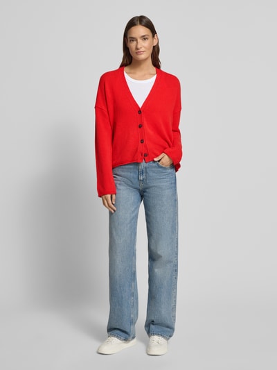 Marc O'Polo Oversized gebreid jack van pure scheerwol  Lichtrood - 1