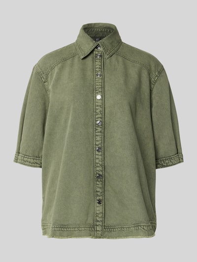 Marc Cain Jeansbluse mit Fransensaum und 1/2-Arm Oliv 2