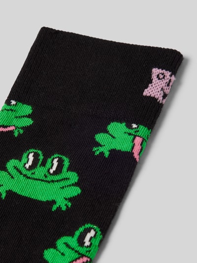 Happy Socks Socken mit Label-Stitching Modell 'Frog' Black 2