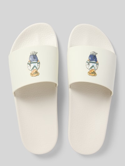 Polo Ralph Lauren Slides mit Motiv-Patch Weiss 3