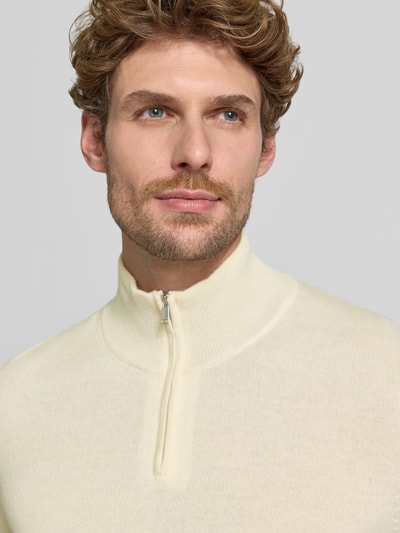 BOSS Regular Fit Pullover aus Schurwoll-Kaschmir-Mix Modell 'H-Hemarlo' Offwhite 3