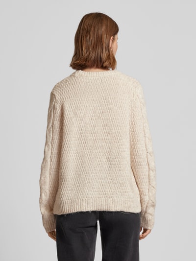 Pieces Strickpullover mit Zopfmuster Modell 'NINA' Offwhite 5