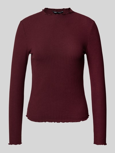 Only Slim Fit Langarmshirt mit Viskose-Anteil Modell 'LEMMA' Bordeaux 2