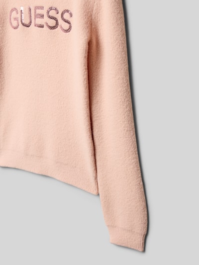 Guess Sweter z dzianiny z aplikacją z logo Różowy 2