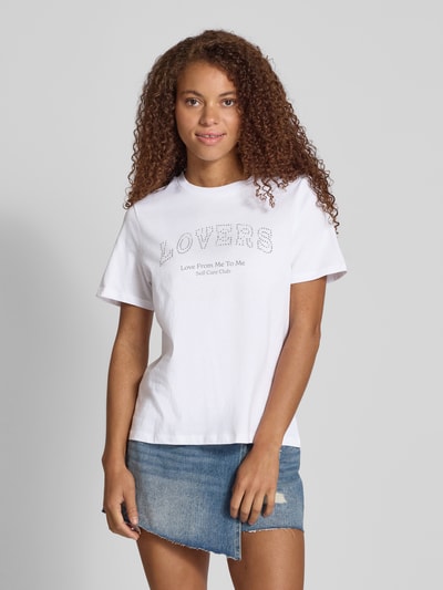 Pieces T-shirt o kroju regular fit z czystej bawełny model ‘TARA’ Biały 4