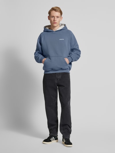 Pegador Boxy Fit Hoodie mit Label-Stitching Rauchblau 1