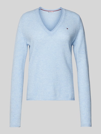 Tommy Hilfiger Pullover met afgeronde V-hals, model 'SOFT WOOL' Lichtblauw - 2