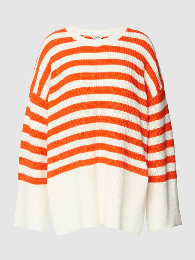 mbyM Gebreide pullover met streepmotief, model 'Rosso' Oranje - 2