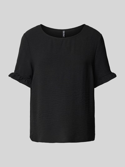 Pieces T-shirt met structuurmotief, model 'ARIANNA' Zwart - 2