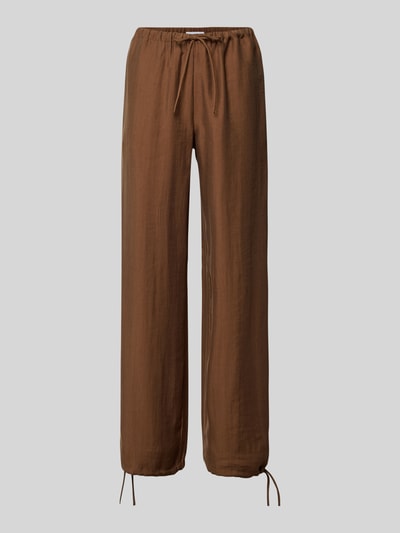 Produktfoto, Wide Leg Pants mit elastischem Bund und Kordelzug von Rich & Royal, brauner Lyocell-Mix, Loose Fit, glatte Textur