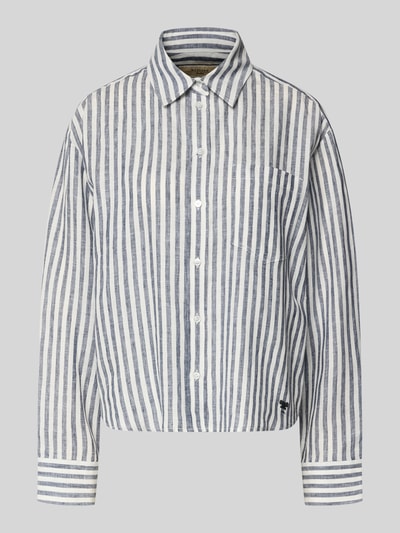 Weekend Max Mara Boxy Fit Leinenbluse mit Allover-Muster Modell 'ALBATRO' Dunkelblau 2