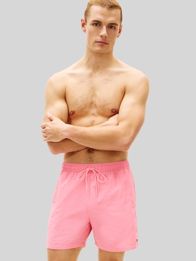 Tommy Hilfiger Regular Fit Badeshorts mit Logo-Stitching Rosa 4
