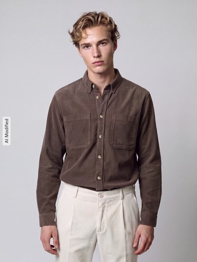 ONLY & SONS Freizeithemd mit Brusttaschen Taupe 4