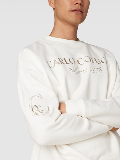 Carlo Colucci Sweatshirt mit Label-Stitching Offwhite 3
