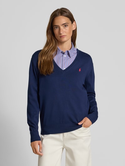 Polo Ralph Lauren Gebreide pullover met logostitching en V-hals Marineblauw - 4