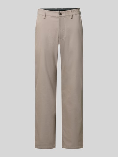Produktfoto, Straight Fit Hose aus Baumwoll-Mix von Christian Berg Men in Beige mit Strukturmuster, Eingriff- und Gesäßtaschen, frontal