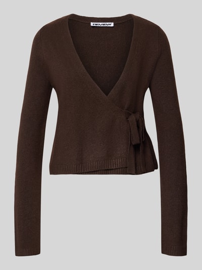 REVIEW Strick-Cardigan in Wickeloptik Dunkelbraun Melange 2