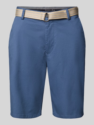 Christian Berg Men Regular fit bermuda met riem Oceaanblauw - 2