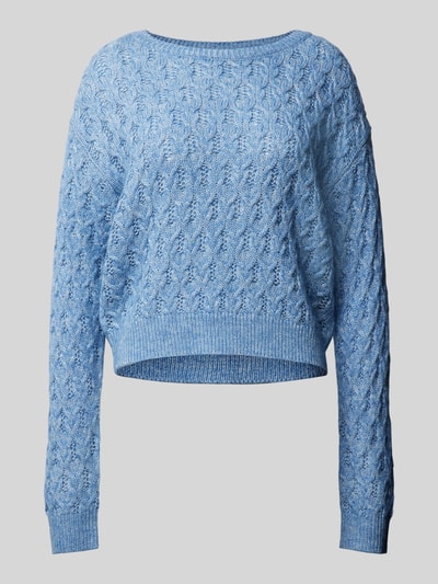 comma Gebreide pullover met ribboorden Marineblauw - 2