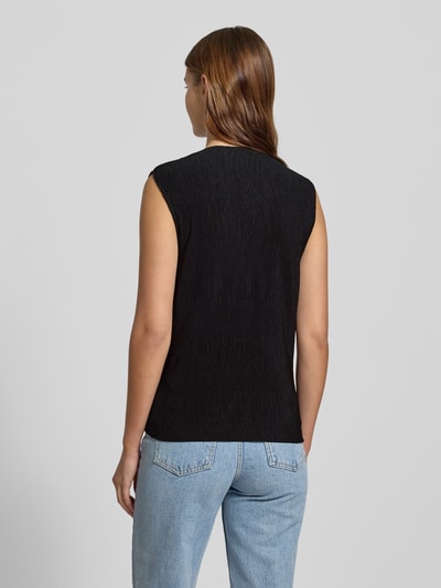 Pieces Slim fit top met crêpe afwerking, model 'FLORA' Zwart - 5