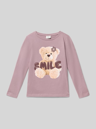 s.Oliver RED LABEL Bluzka z długim rękawem o kroju regular fit z mieszanki dżerseju i bawełny Fiołkoworóżowy 1