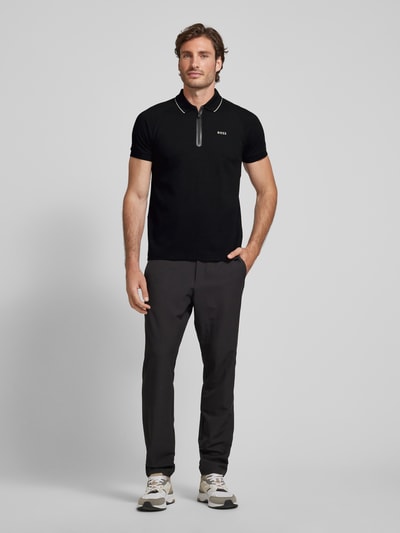 BOSS Green Regular fit poloshirt met structuurmotief, model 'Philix' Zwart - 1