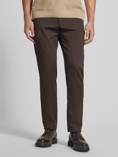 JOOP! Collection Slim fit chino met ceintuurlussen, model 'Hank' Donkerbruin - 4