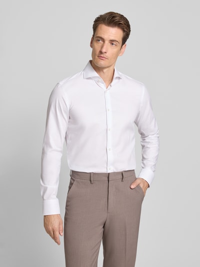 BOSS Slim Fit Businesshemd aus Baumwolle mit Kentkragen Modell 'HANK' Weiss 4